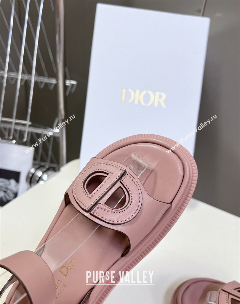 Dior D-Club Sandals with Ankle Strap in Calfskin Pink/Coffee Trim 2024 0604 (SS-240604029)