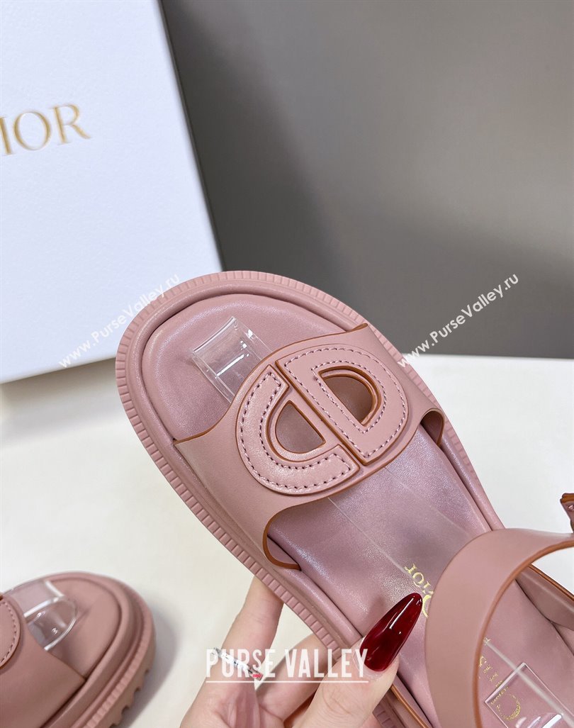 Dior D-Club Sandals with Ankle Strap in Calfskin Pink/Orange Trim 2024 0604 (SS-240604030)