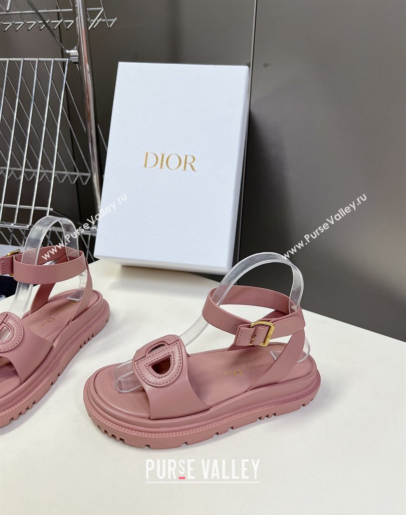 Dior D-Club Sandals with Ankle Strap in Calfskin leather Pink 2024 0604 (SS-240604031)