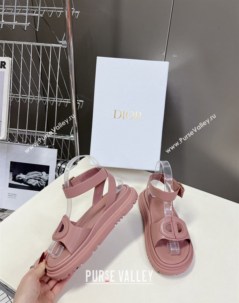 Dior D-Club Sandals with Ankle Strap in Calfskin leather Pink 2024 0604 (SS-240604031)