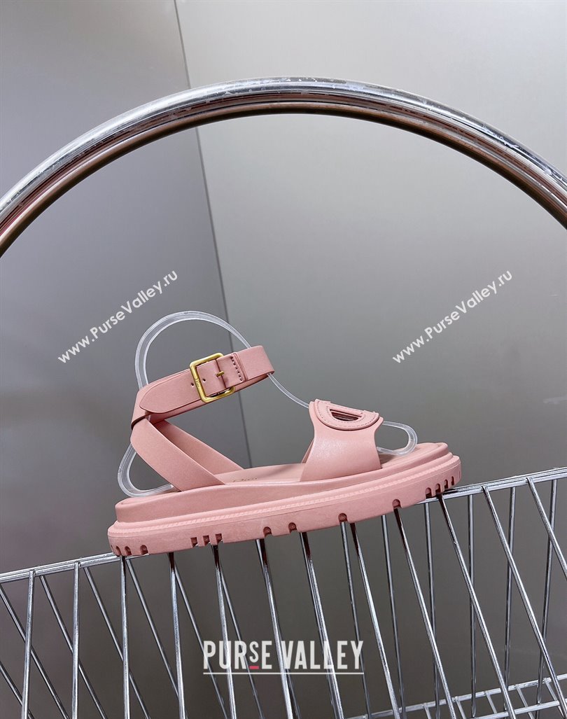 Dior D-Club Sandals with Ankle Strap in Calfskin leather Pink 2024 0604 (SS-240604031)