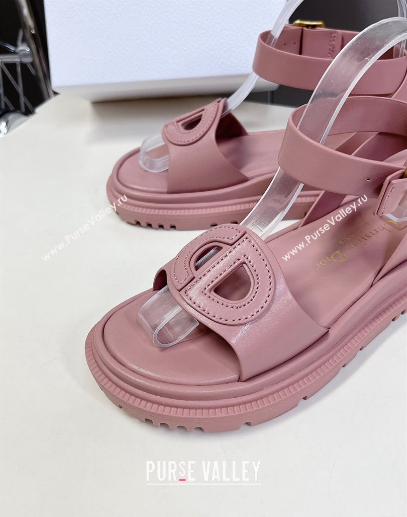 Dior D-Club Sandals with Ankle Strap in Calfskin leather Pink 2024 0604 (SS-240604031)