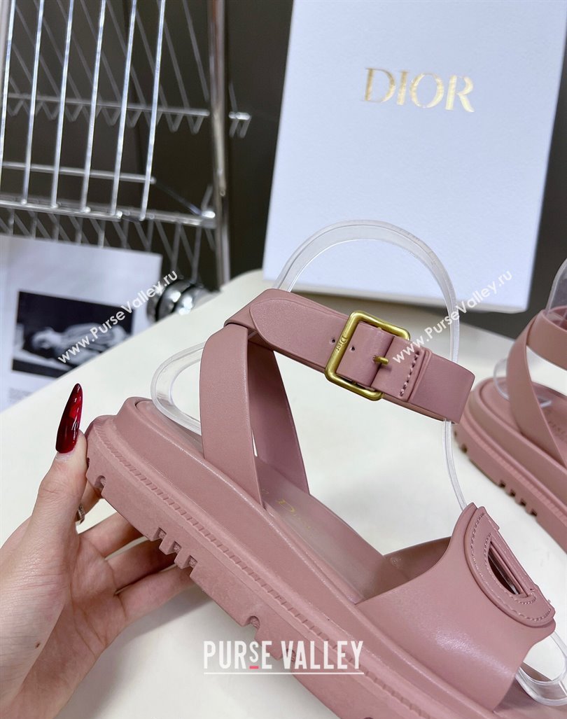 Dior D-Club Sandals with Ankle Strap in Calfskin leather Pink 2024 0604 (SS-240604031)