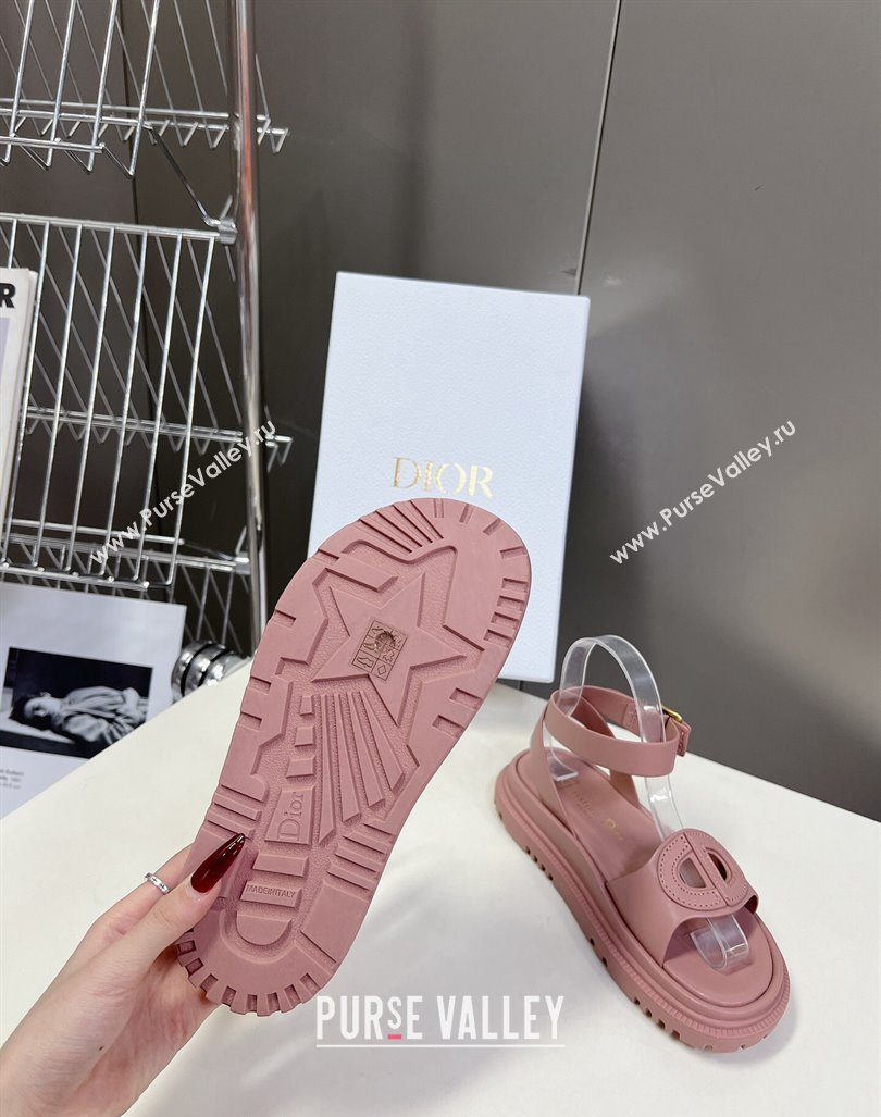 Dior D-Club Sandals with Ankle Strap in Calfskin leather Pink 2024 0604 (SS-240604031)