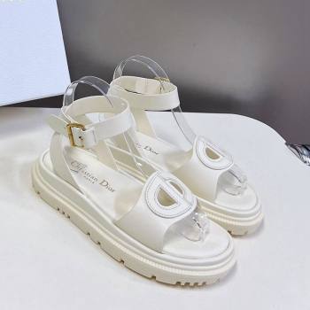 Dior D-Club Sandals with Ankle Strap in Calfskin Leather White 2024 0604 (SS-240604039)
