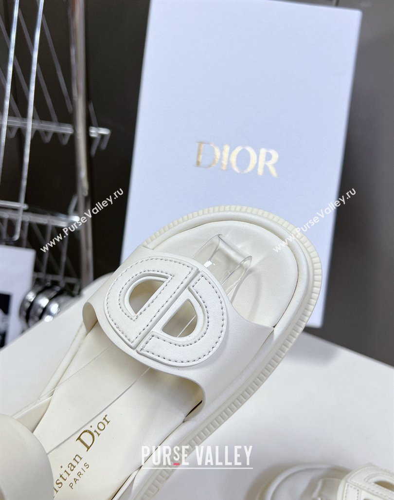 Dior D-Club Sandals with Ankle Strap in Calfskin Leather White 2024 0604 (SS-240604039)