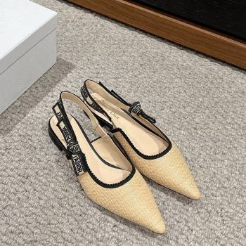 Dior JAdior Slingback Ballet Flats in Beige Yellow Straw 2024 0604 (KL-240604040)