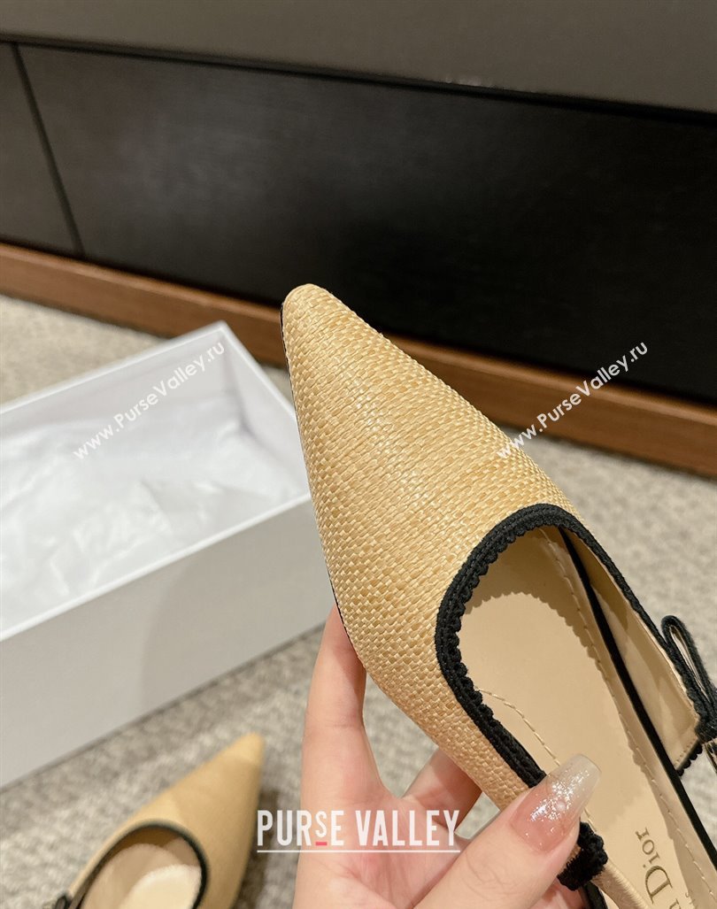 Dior JAdior Slingback Ballet Flats in Beige Yellow Straw 2024 0604 (KL-240604040)