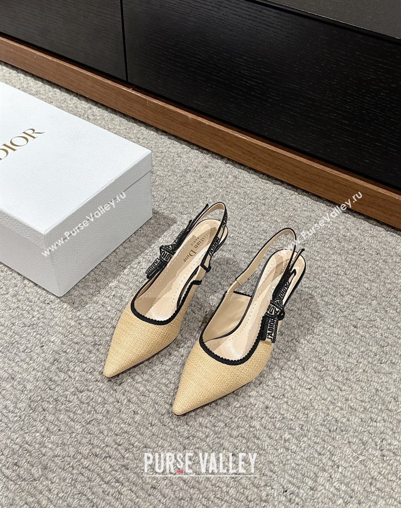 Dior JAdior Slingback Pumps 6.5cm in Beige Yellow Straw 2024 0604 (KL-240604041)