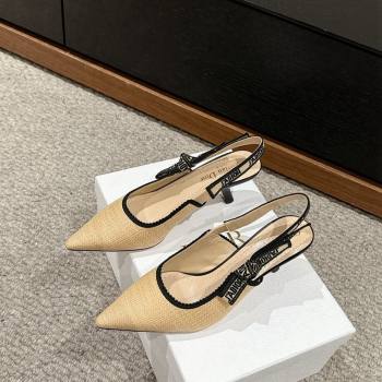 Dior JAdior Slingback Pumps 6.5cm in Beige Yellow Straw 2024 0604 (KL-240604041)