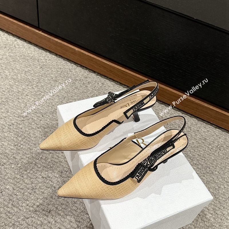 Dior JAdior Slingback Pumps 6.5cm in Beige Yellow Straw 2024 0604 (KL-240604041)