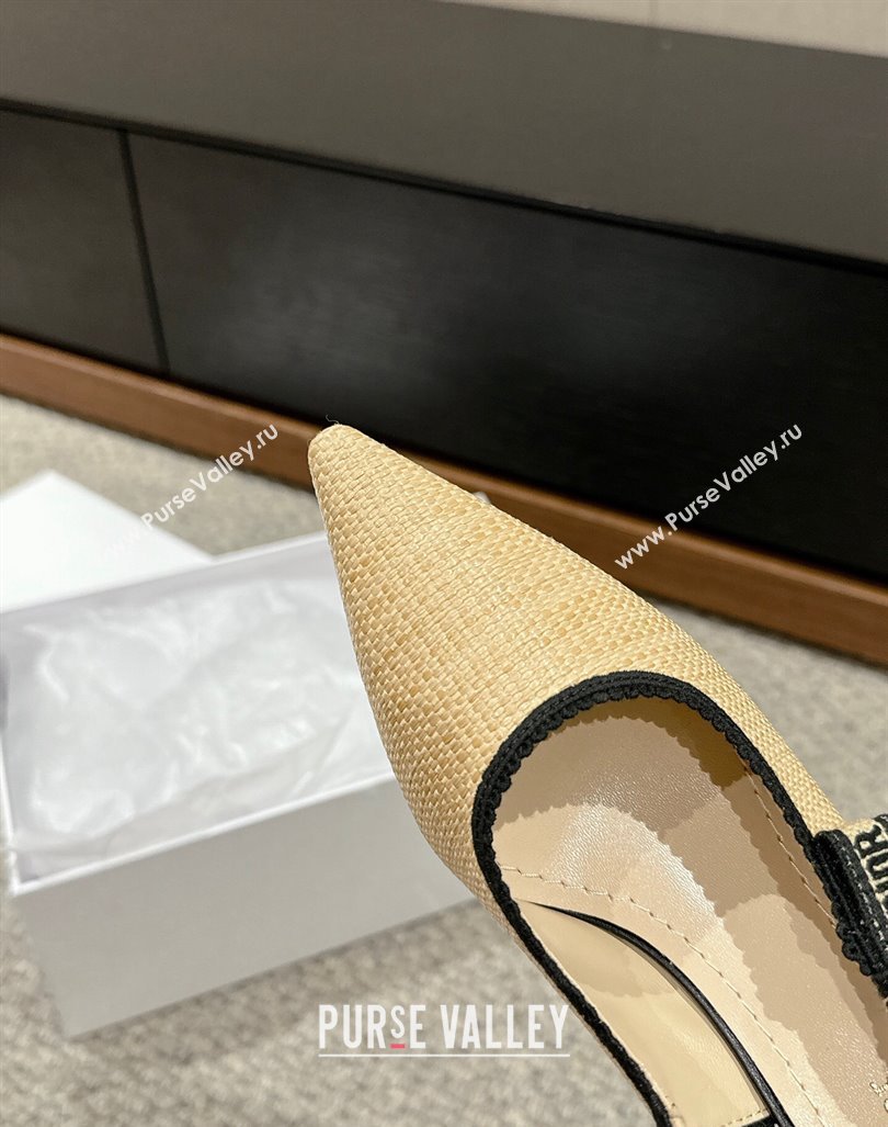 Dior JAdior Slingback Pumps 6.5cm in Beige Yellow Straw 2024 0604 (KL-240604041)