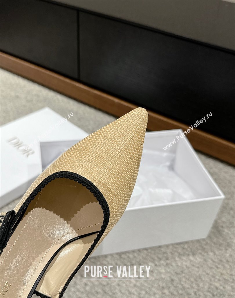 Dior JAdior Slingback Pumps 9.5cm in Beige Yellow Straw 2024 0604 (KL-240604042)