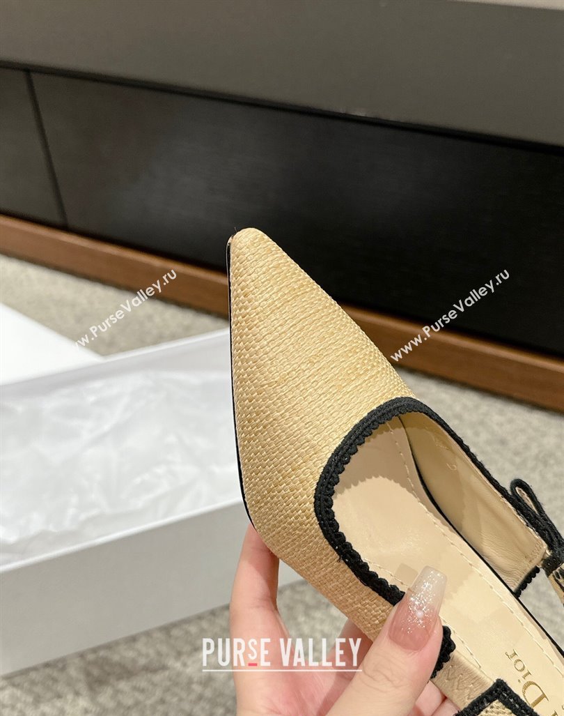 Dior JAdior Slingback Pumps 9.5cm in Beige Yellow Straw 2024 0604 (KL-240604042)