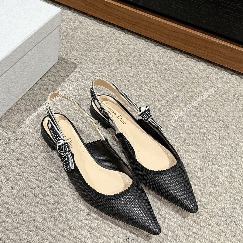 Dior JAdior Slingback Ballet Flat in Black Straw-Like 2024 0604 (KL-240604043)