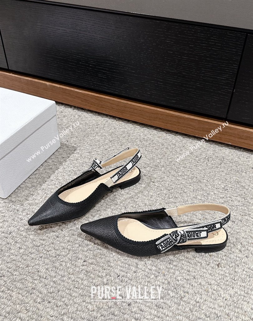 Dior JAdior Slingback Ballet Flat in Black Straw-Like 2024 0604 (KL-240604043)