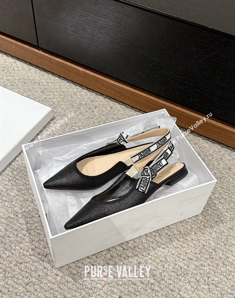 Dior JAdior Slingback Ballet Flat in Black Straw-Like 2024 0604 (KL-240604043)