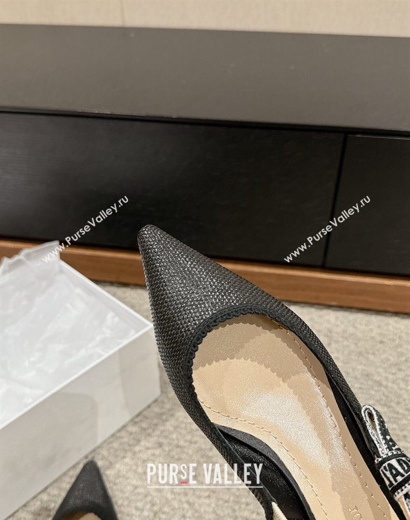 Dior JAdior Slingback Ballet Flat in Black Straw-Like 2024 0604 (KL-240604043)