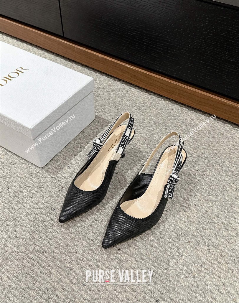 Dior JAdior Slingback Pumps 6.5cm in Black Straw-Like 2024 0604 (KL-240604044)