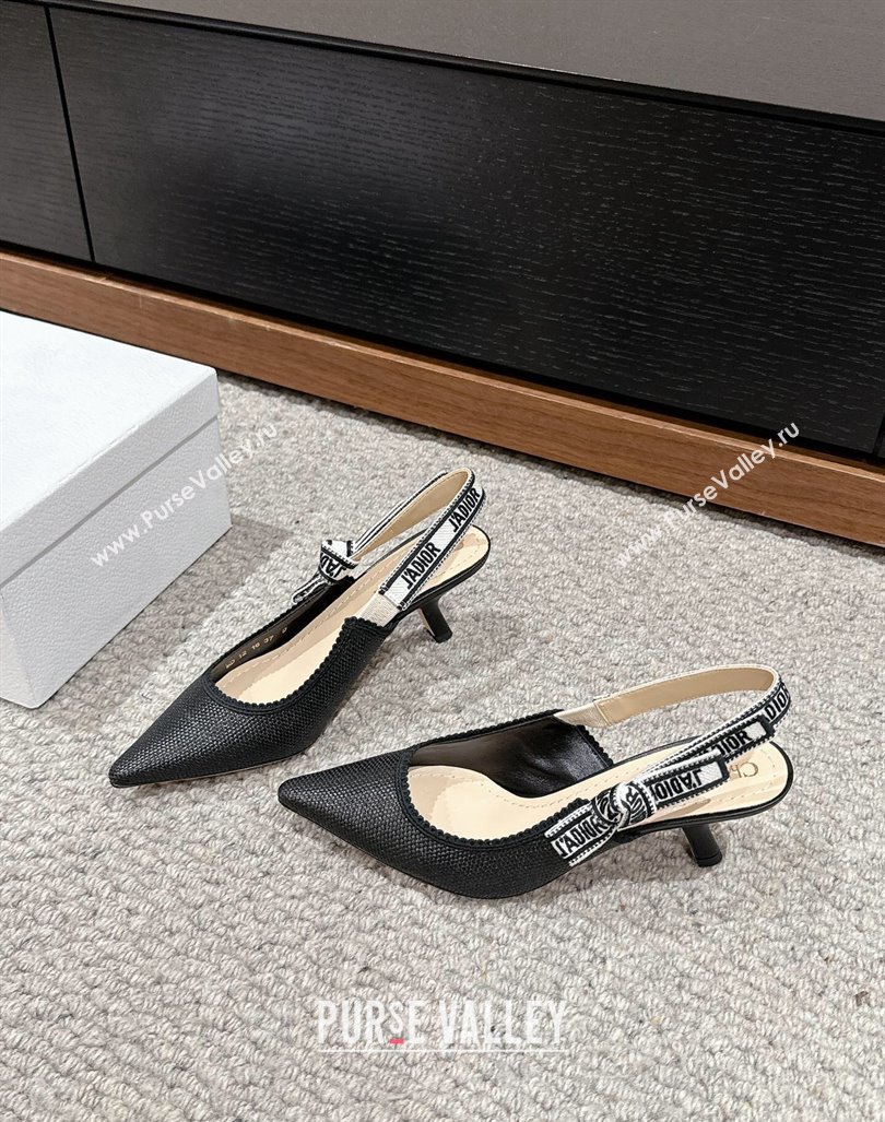 Dior JAdior Slingback Pumps 6.5cm in Black Straw-Like 2024 0604 (KL-240604044)