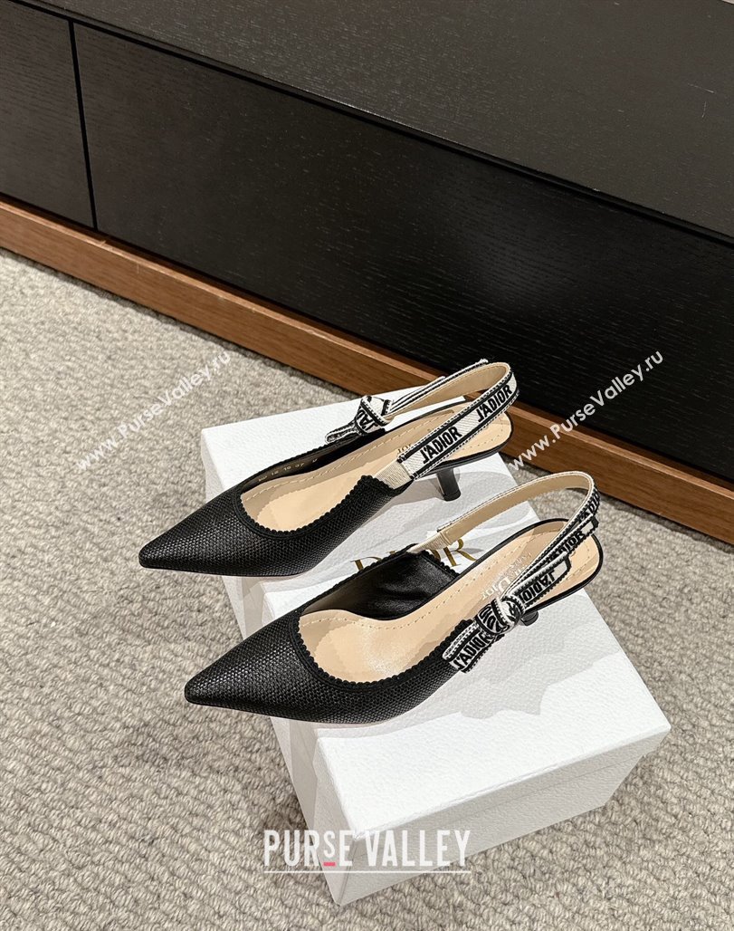 Dior JAdior Slingback Pumps 6.5cm in Black Straw-Like 2024 0604 (KL-240604044)