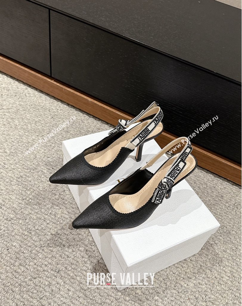 Dior JAdior Slingback Pumps 9.5cm in Black Straw-Like 2024 0604 (KL-240604045)