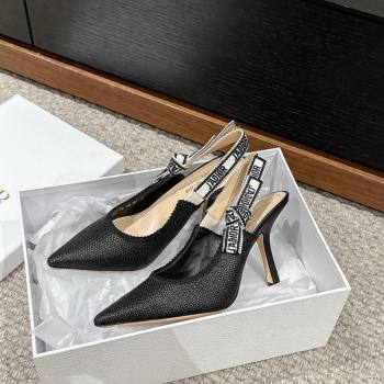 Dior JAdior Slingback Pumps 9.5cm in Black Straw-Like 2024 0604 (KL-240604045)