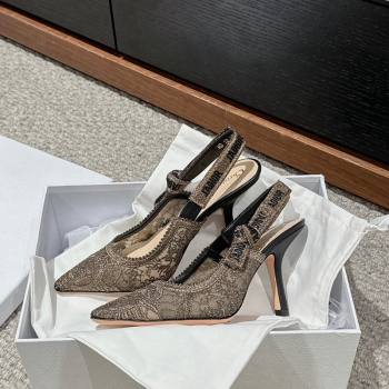 Dior JAdior Slingback Pumps/Ballet Flats in Gold-Tone Embroidered Lace 2024 0604 (KL-240604046)