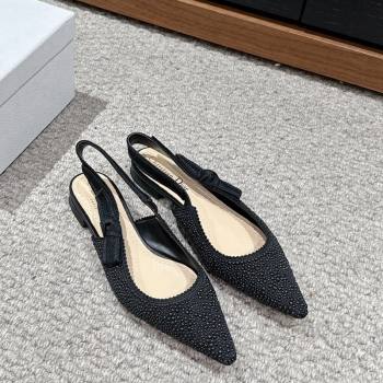 Dior JAdior Slingback Ballet in Strass Embroidery Black 2024 0604 (KL-240604065)