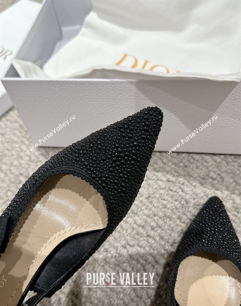 Dior JAdior Slingback Ballet in Strass Embroidery Black 2024 0604 (KL-240604065)