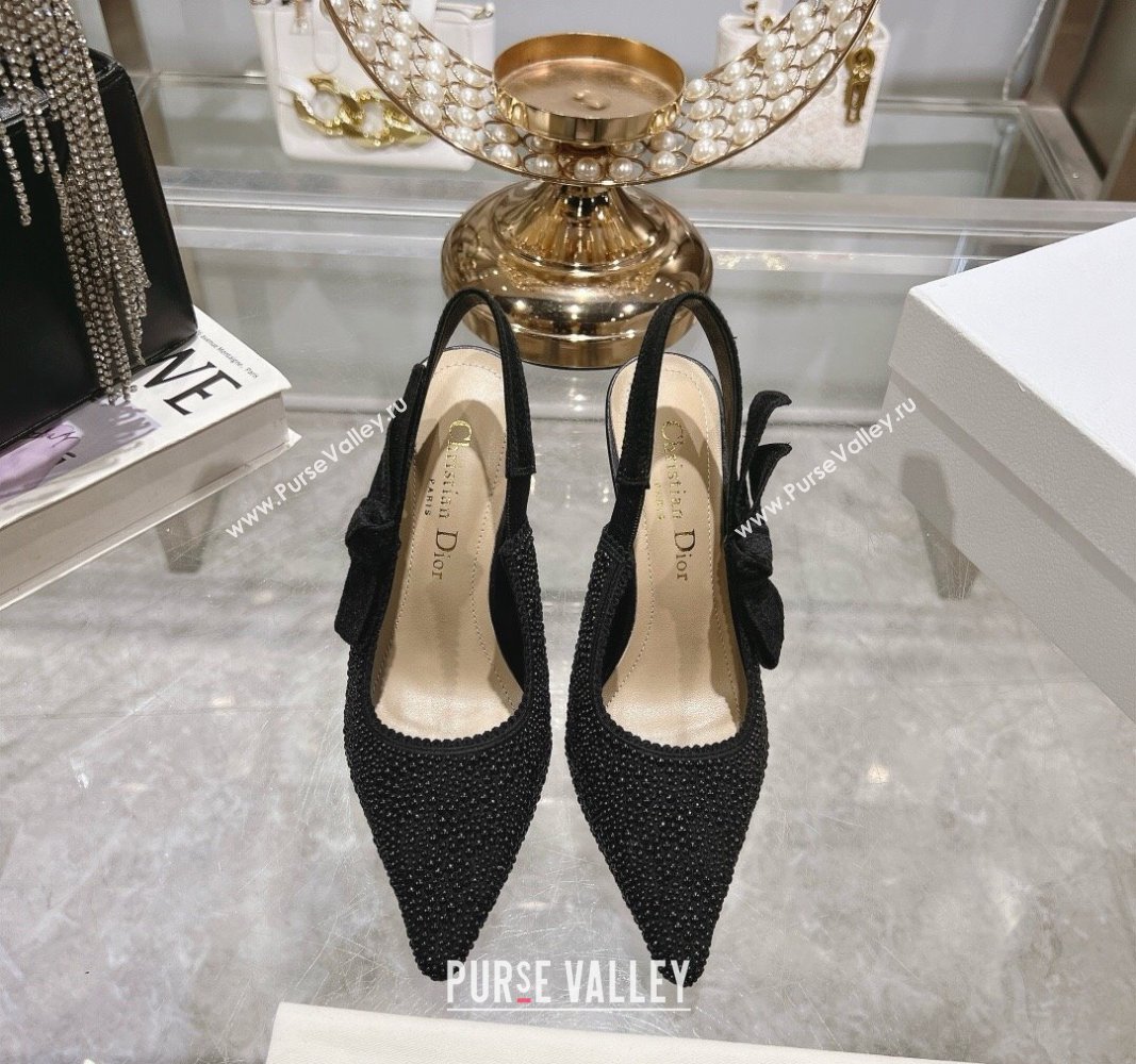 Dior JAdior Slingback Pumps 9.5cm in Strass Embroidery Black 2024 0604 (KL-240604051)