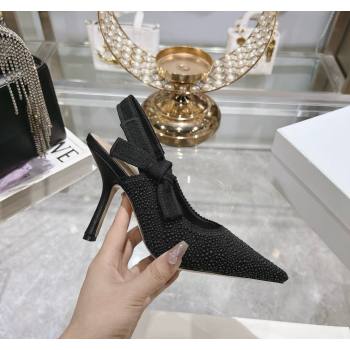 Dior JAdior Slingback Pumps 9.5cm in Strass Embroidery Black 2024 0604 (KL-240604051)