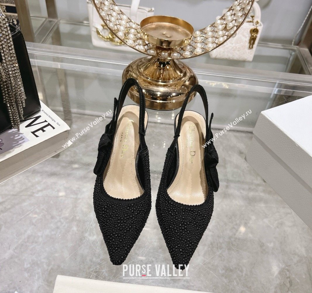 Dior JAdior Slingback Pumps 6.5cm in Strass Embroidery Black 2024 0604 (KL-240604056)