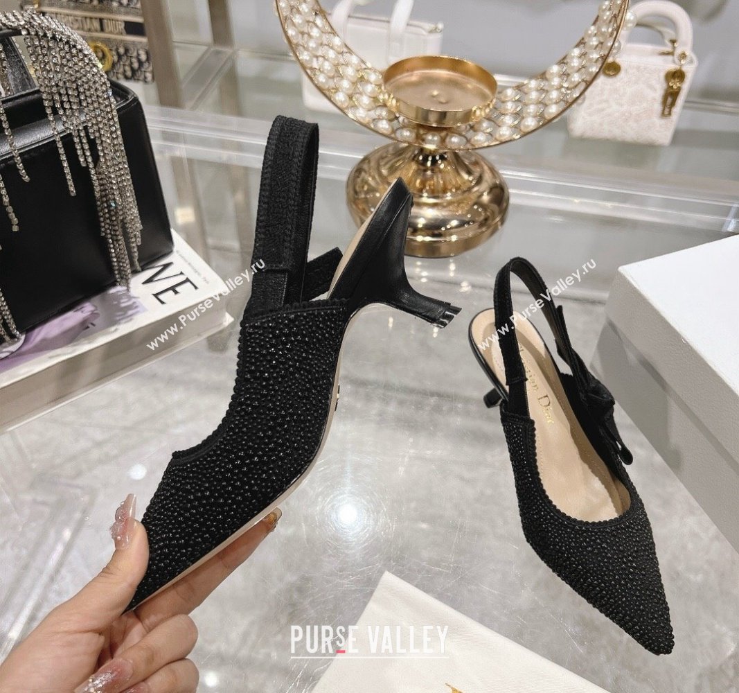 Dior JAdior Slingback Pumps 6.5cm in Strass Embroidery Black 2024 0604 (KL-240604056)