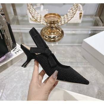 Dior JAdior Slingback Pumps 6.5cm in Strass Embroidery Black 2024 0604 (KL-240604056)