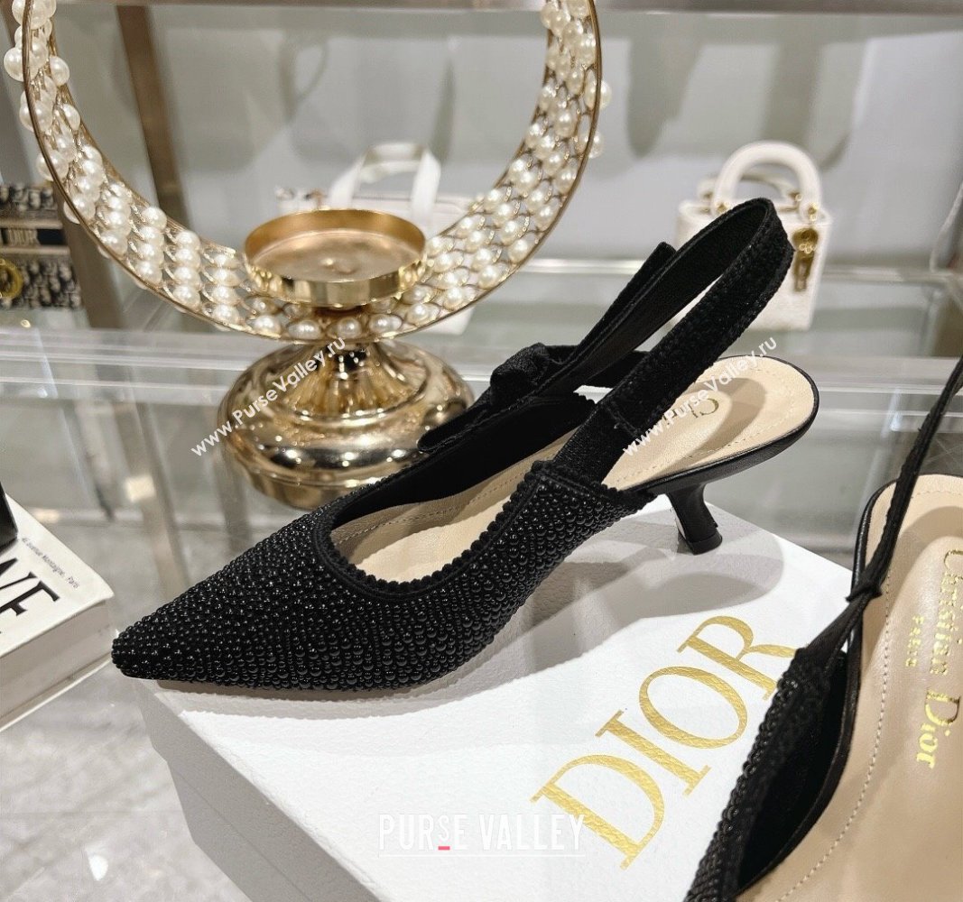 Dior JAdior Slingback Pumps 6.5cm in Strass Embroidery Black 2024 0604 (KL-240604056)