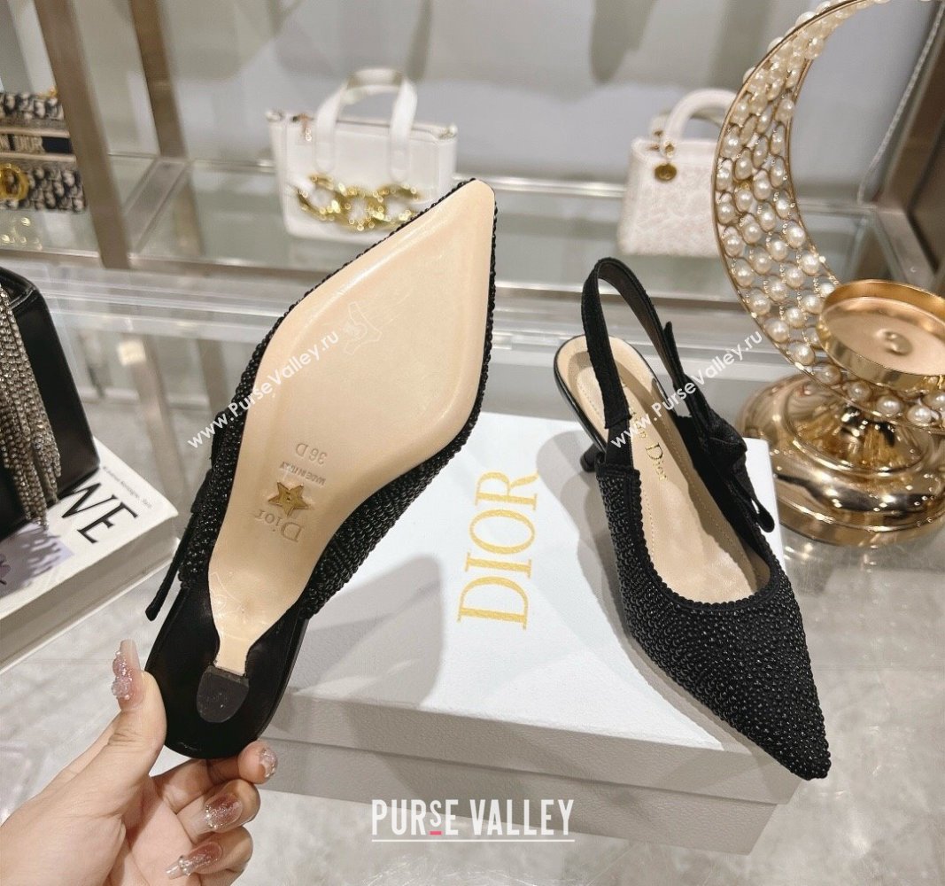 Dior JAdior Slingback Pumps 6.5cm in Strass Embroidery Black 2024 0604 (KL-240604056)