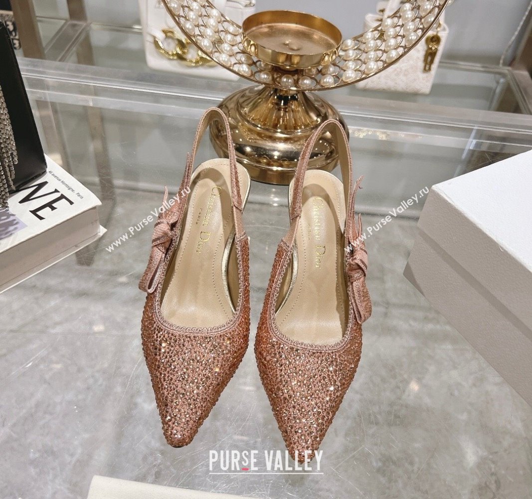 Dior JAdior Slingback Pumps 6.5cm in Strass Embroidery Pink 2024 0604 (KL-240604061)