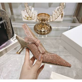 Dior JAdior Slingback Pumps 6.5cm in Strass Embroidery Pink 2024 0604 (KL-240604061)