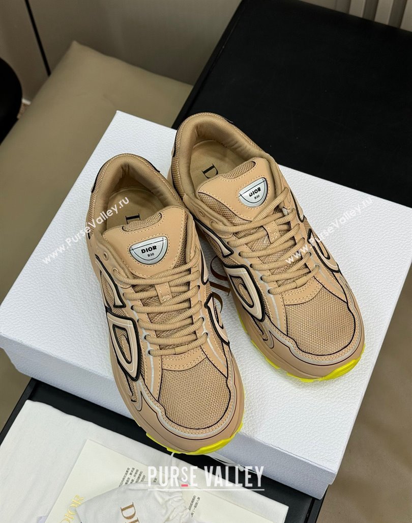 Dior B30 Sneakers in Mesh and Technical Fabric with Reflective Side Beige 2024 (KL-240604074)