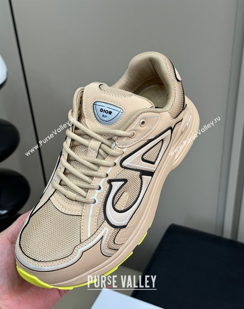 Dior B30 Sneakers in Mesh and Technical Fabric with Reflective Side Beige 2024 (KL-240604074)