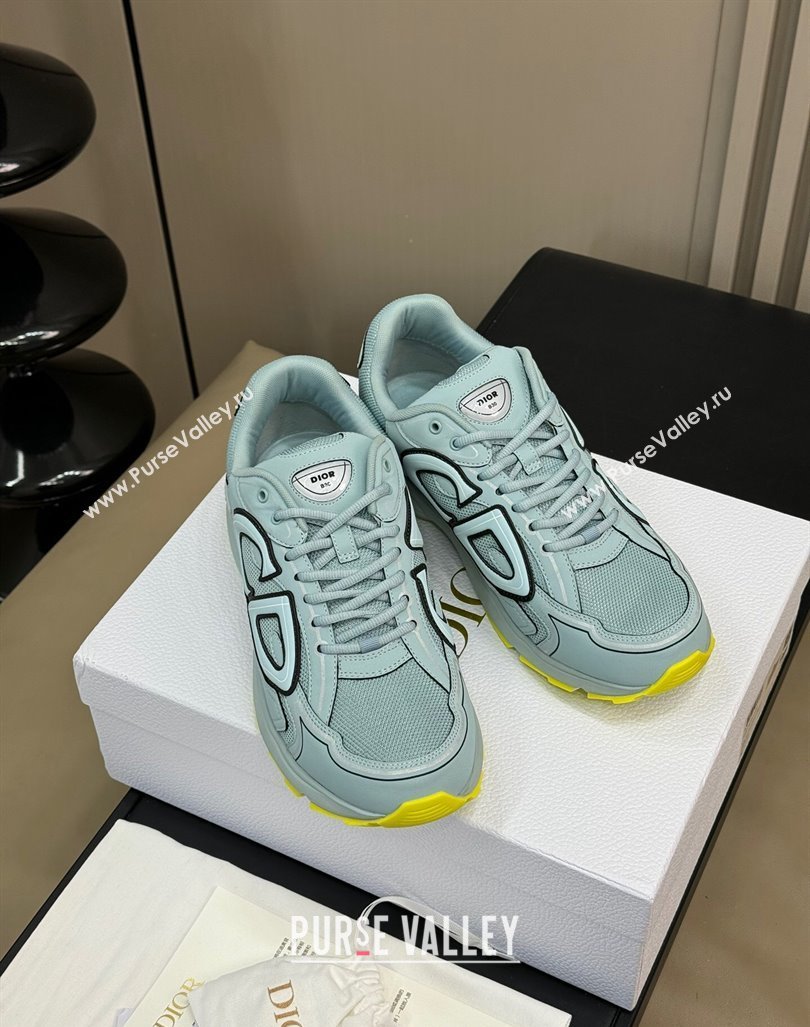 Dior B30 Sneakers in Mesh and Technical Fabric with Reflective Side Light Green 2024 (KL-240604075)