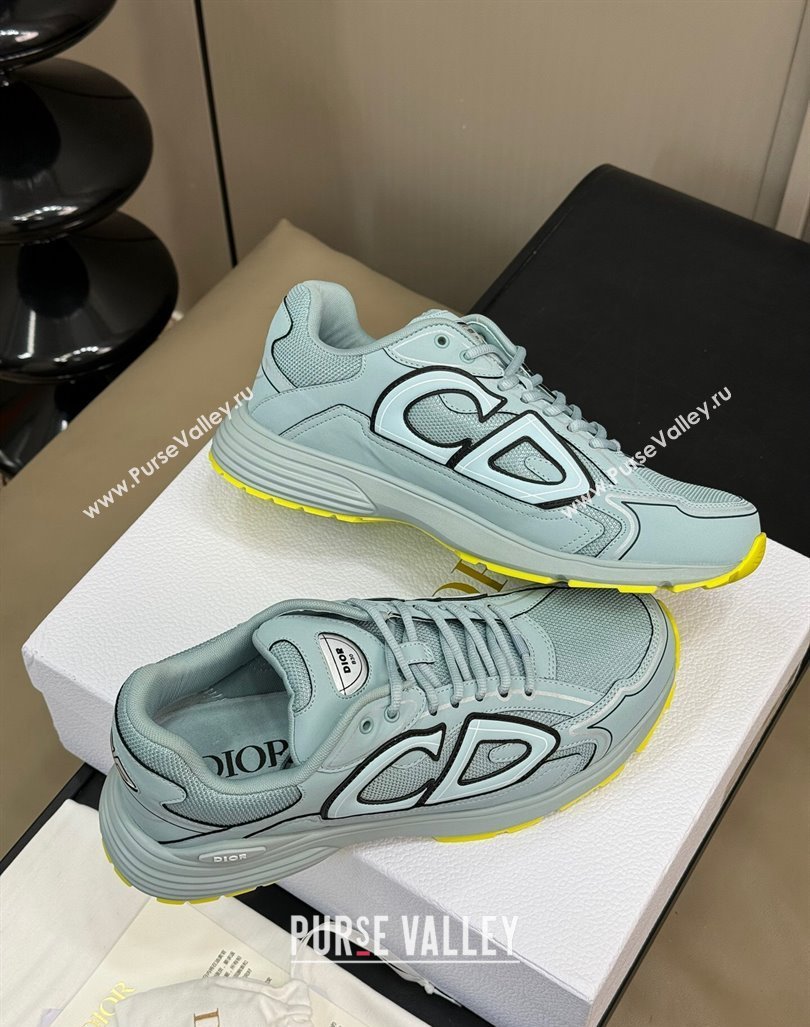 Dior B30 Sneakers in Mesh and Technical Fabric with Reflective Side Light Green 2024 (KL-240604075)