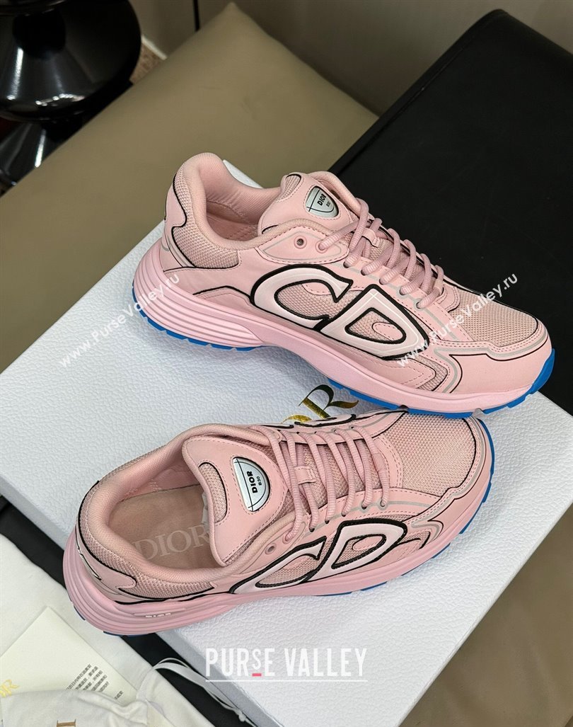 Dior B30 Sneakers in Mesh and Technical Fabric with Reflective Side Light Pink 2024 (KL-240604076)