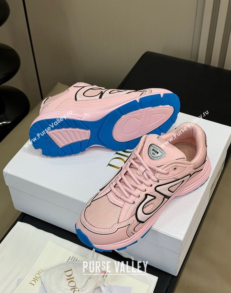 Dior B30 Sneakers in Mesh and Technical Fabric with Reflective Side Light Pink 2024 (KL-240604076)