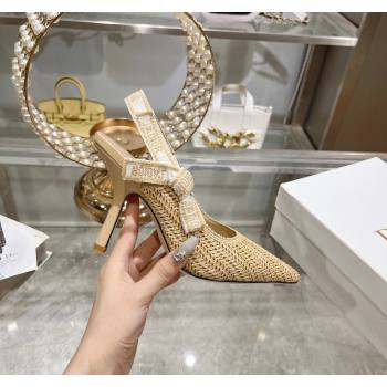 Dior JAdior Slingback Pumps 9.5cm in Beige Braided Straw 2024 0604 (KL-240604068)