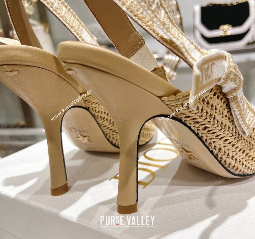 Dior JAdior Slingback Pumps 9.5cm in Beige Braided Straw 2024 0604 (KL-240604068)