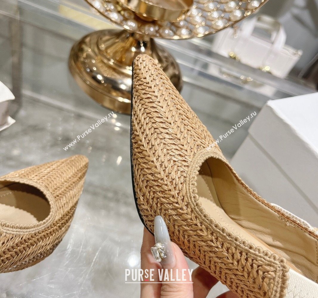 Dior JAdior Slingback Pumps 9.5cm in Braided Straw Khaki 2024 0604 (KL-240604069)