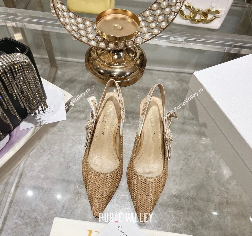 Dior JAdior Slingback Pumps 6.5cm in Braided Straw Khaki 2024 0604 (KL-240604070)