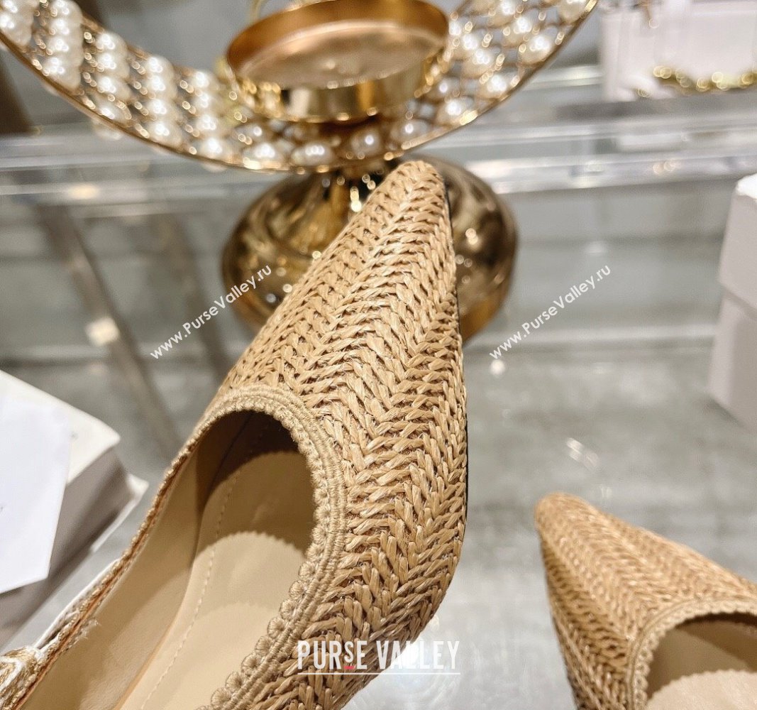 Dior JAdior Slingback Pumps 6.5cm in Braided Straw Khaki 2024 0604 (KL-240604070)